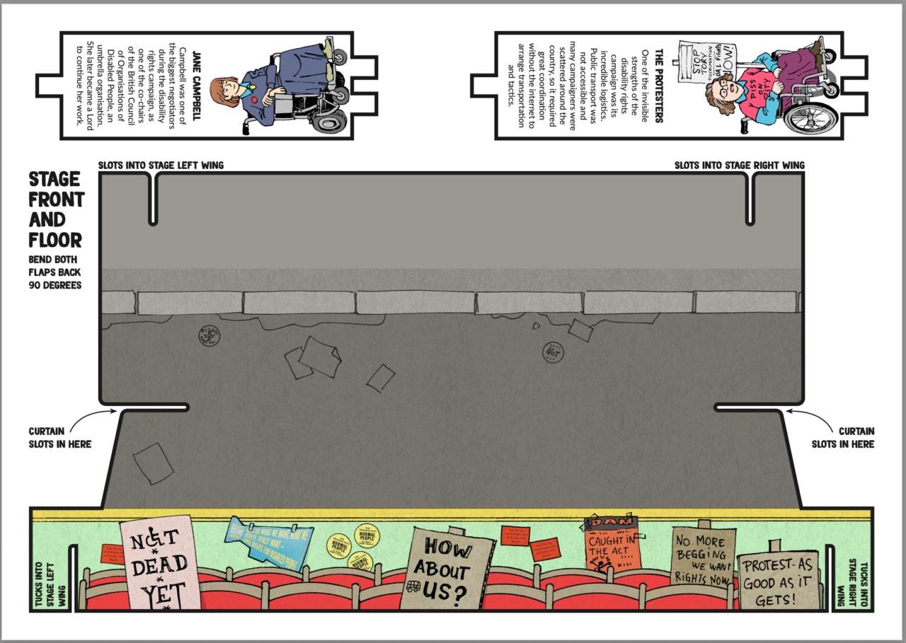 wn diagram illustrating how to slot parts of the Paper Theatre together